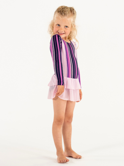 Leotard med kjol | NS-166 | Outlet Purple Stripe