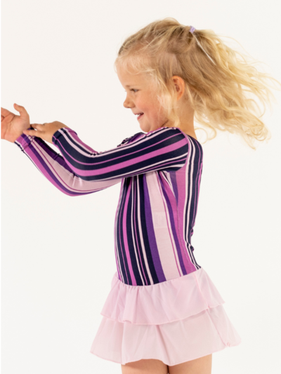 Leotard med kjol | NS-166 | Outlet Purple Stripe
