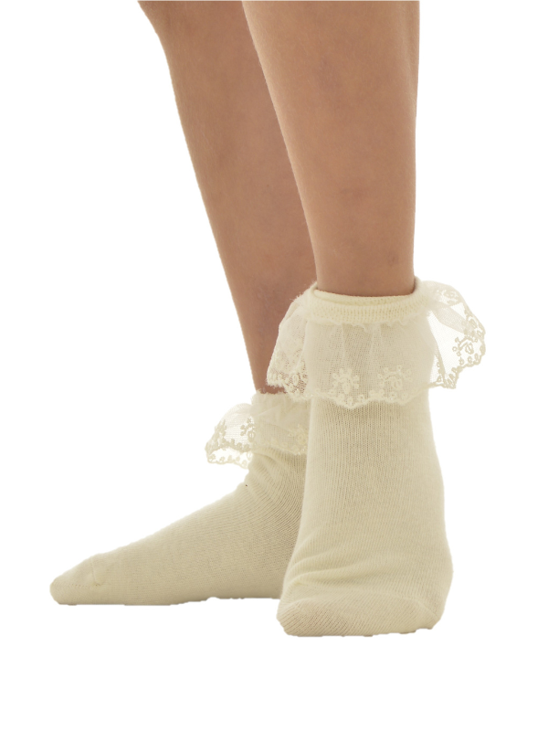 Grip socks med spets | 2-pack White