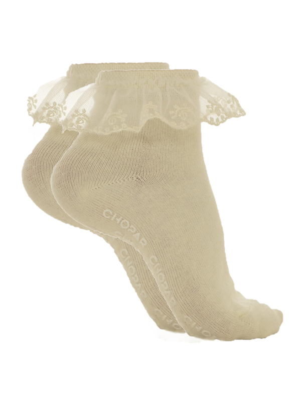 Grip socks med spets | 2-pack White
