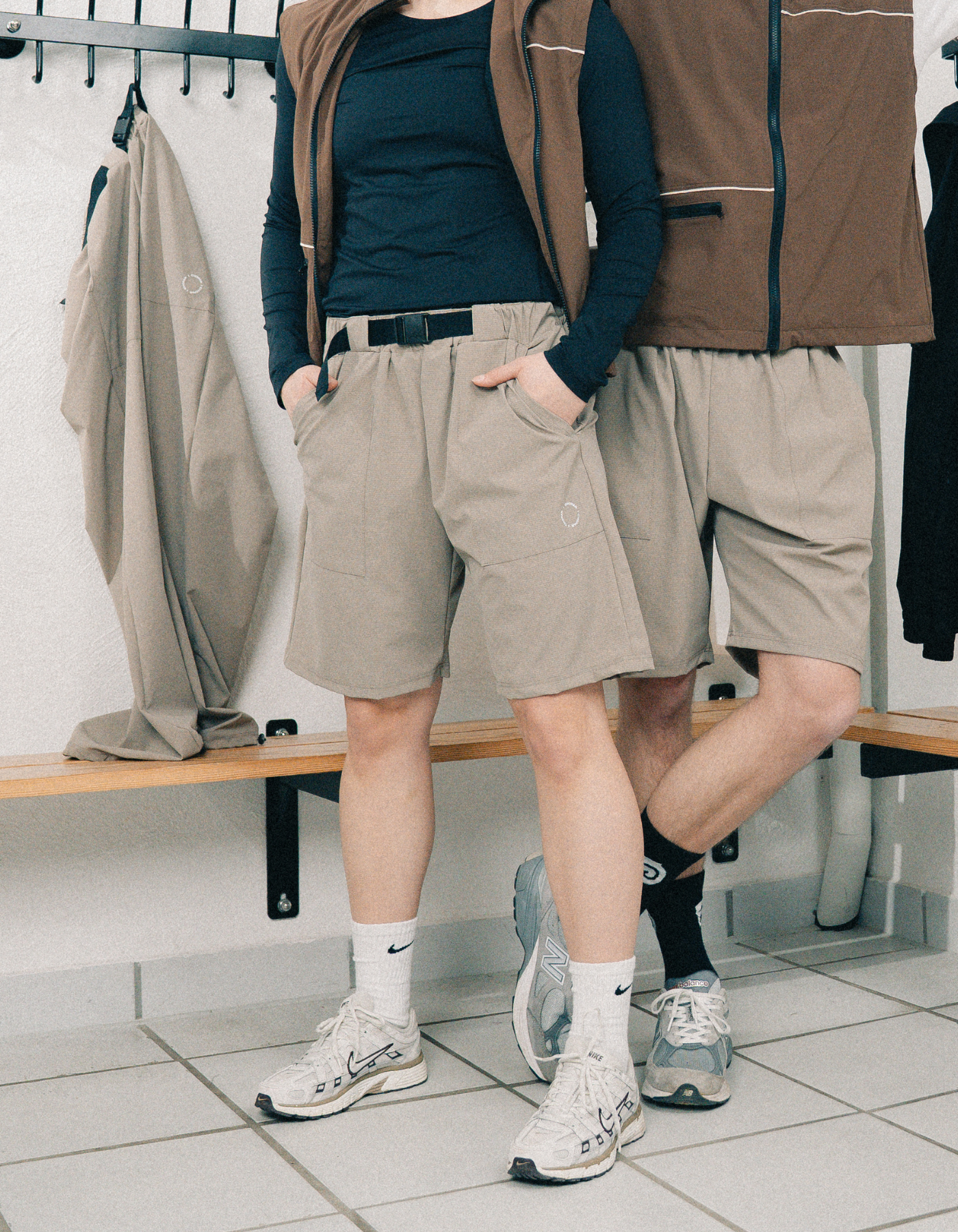 Tech belt shorts | Unisex Beige