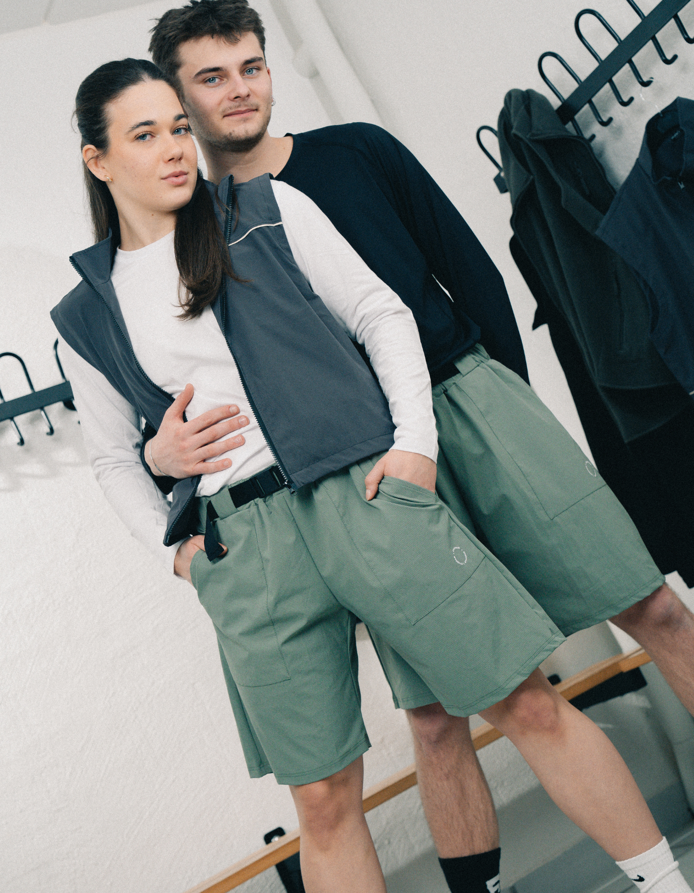 Tech belt shorts | Unisex Dusty green
